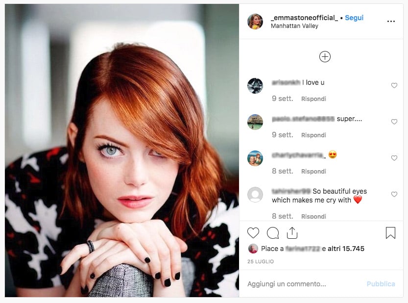 I capelli color rame arancio di Emma Stone